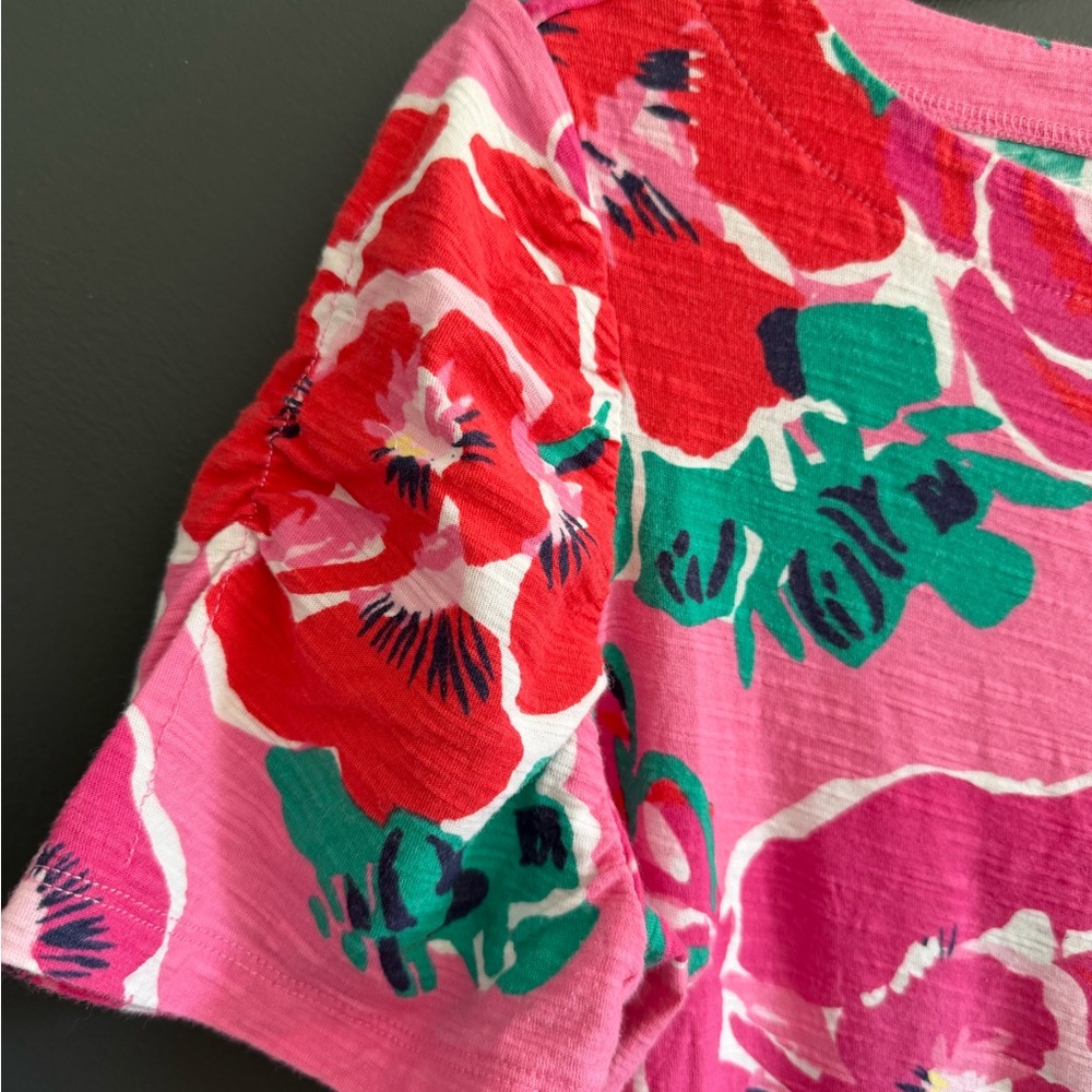 Lilly Pulitzer Floral Puff Sleeve Tee Shirt - Picture 2 of 4